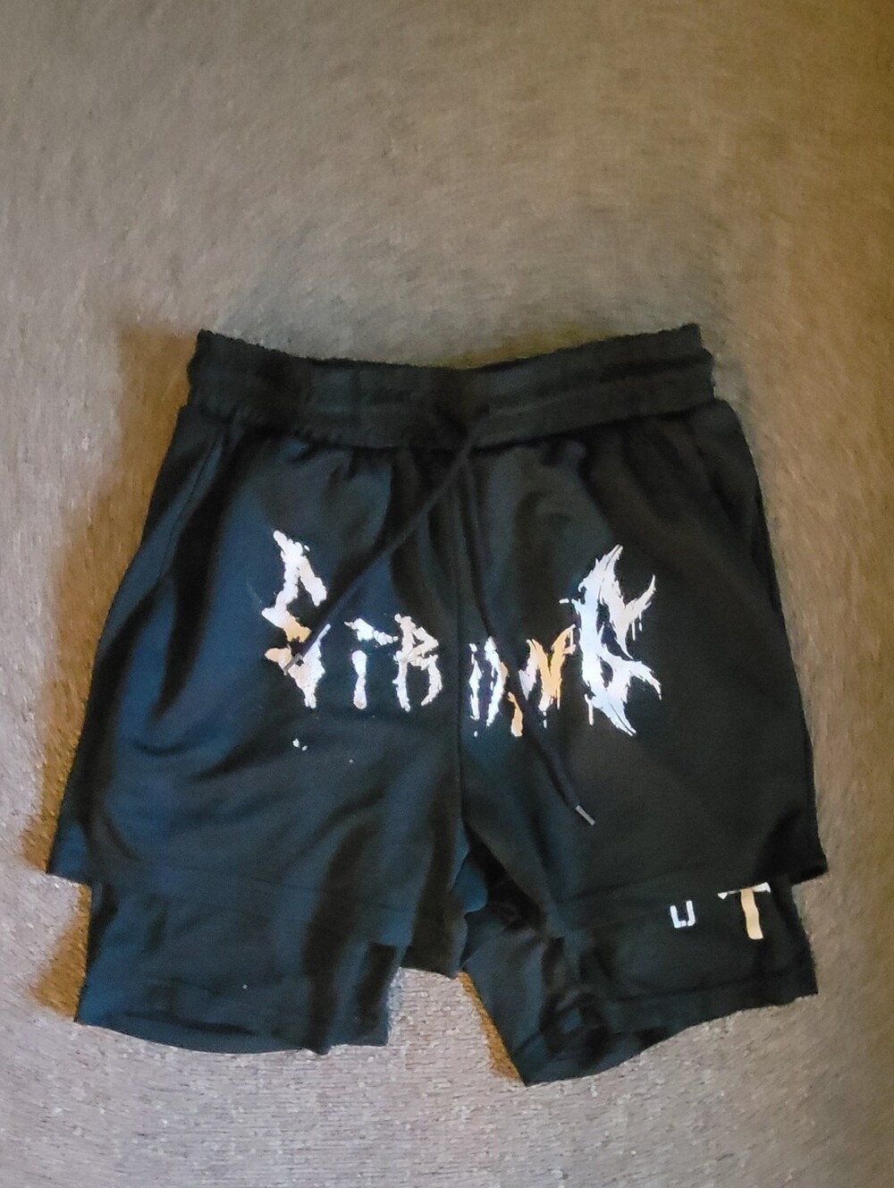 Men's Size XS Bundle of 2 Graphic Shorts with Liner Y2K Cross 2 in 1 Gym Shorts - Picture 3 of 6